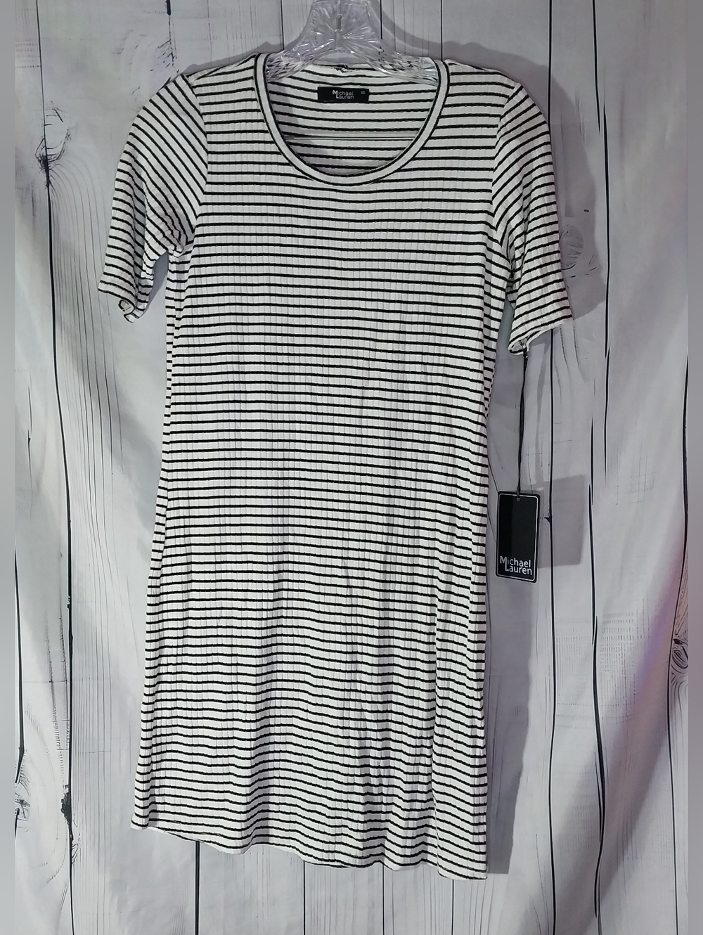 Michael Lauren Revolve Eden Black & White Striped Mini Casual T-Shirt Dress NWT